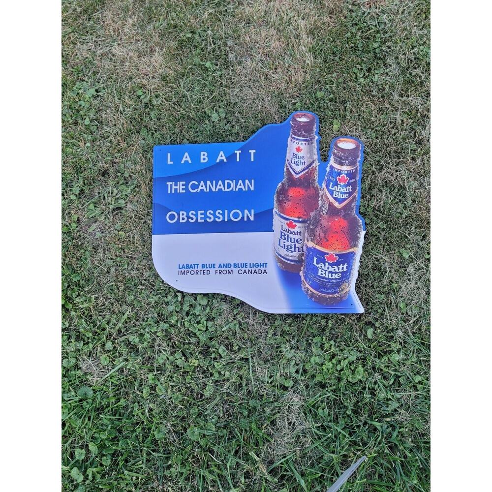 Vintage 90s Labatt  Blue Canadian Obsession Beer Sign Metal